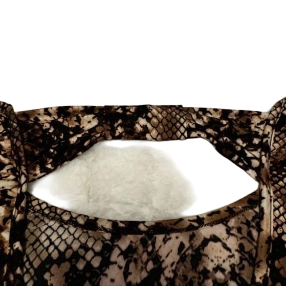 Body Central Brown Snakeskin Print 3/4 Sleeve Top Shirt Tee Size Small Ruching - Picture 10 of 11